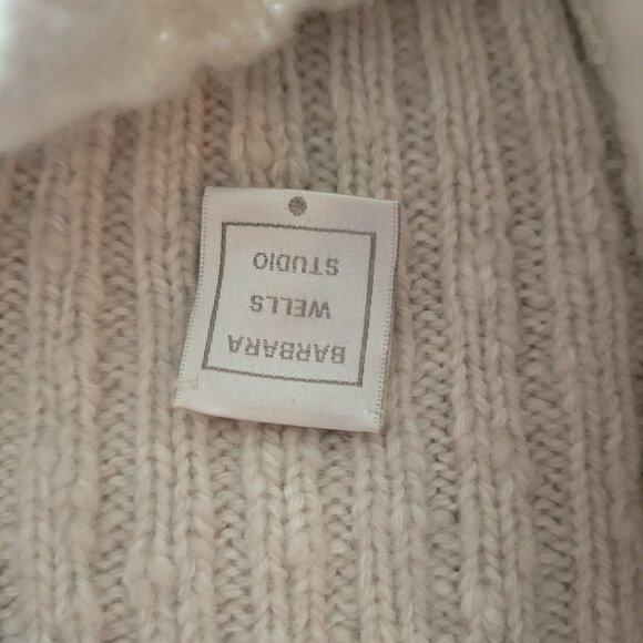 Barbara Wells Studio Womens Ribbed High Neck Sweater - Beige Size M 100% Cashmer - Picture 6 of 8